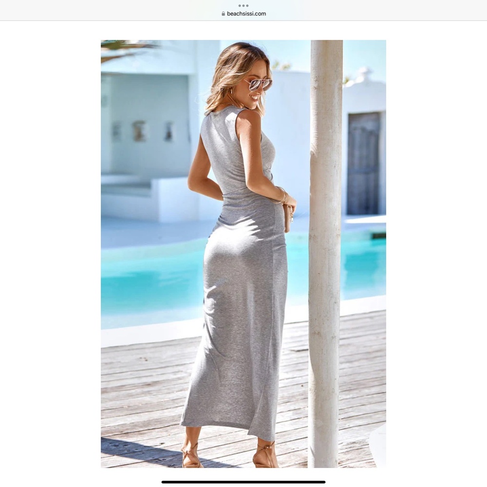 Beachsissi gray twist- front maxi dress, Size small, NWT - Picture 2 of 5